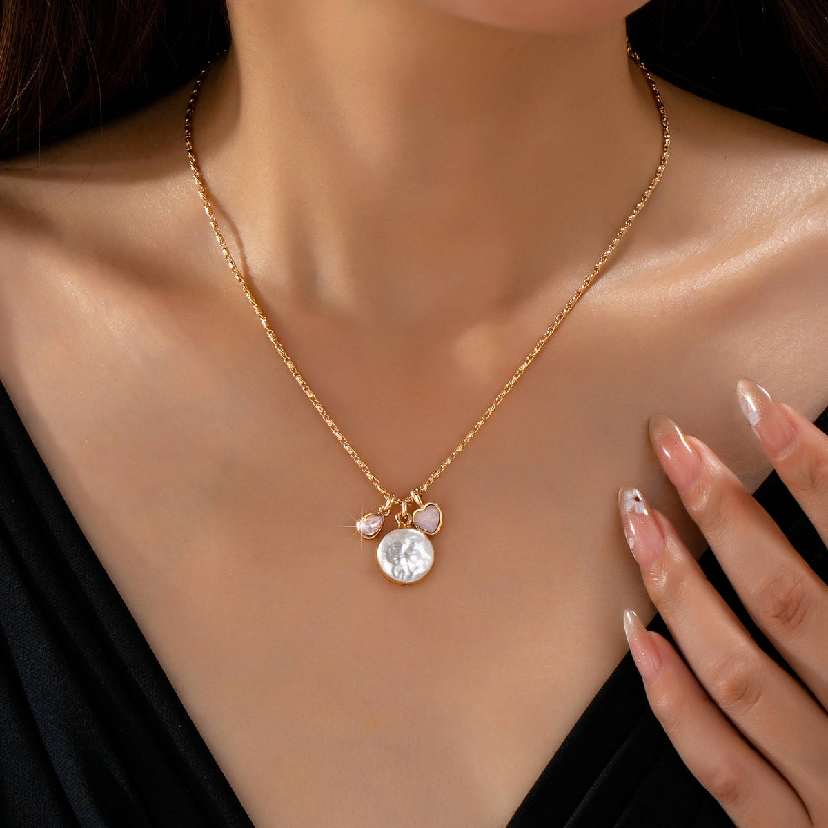 Baroque Pearl Coin Opal Necklace
