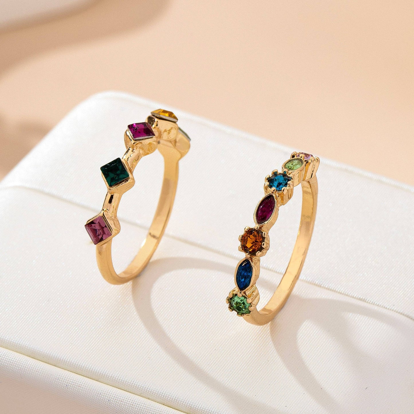 Gemstone Cluster Ring Set
