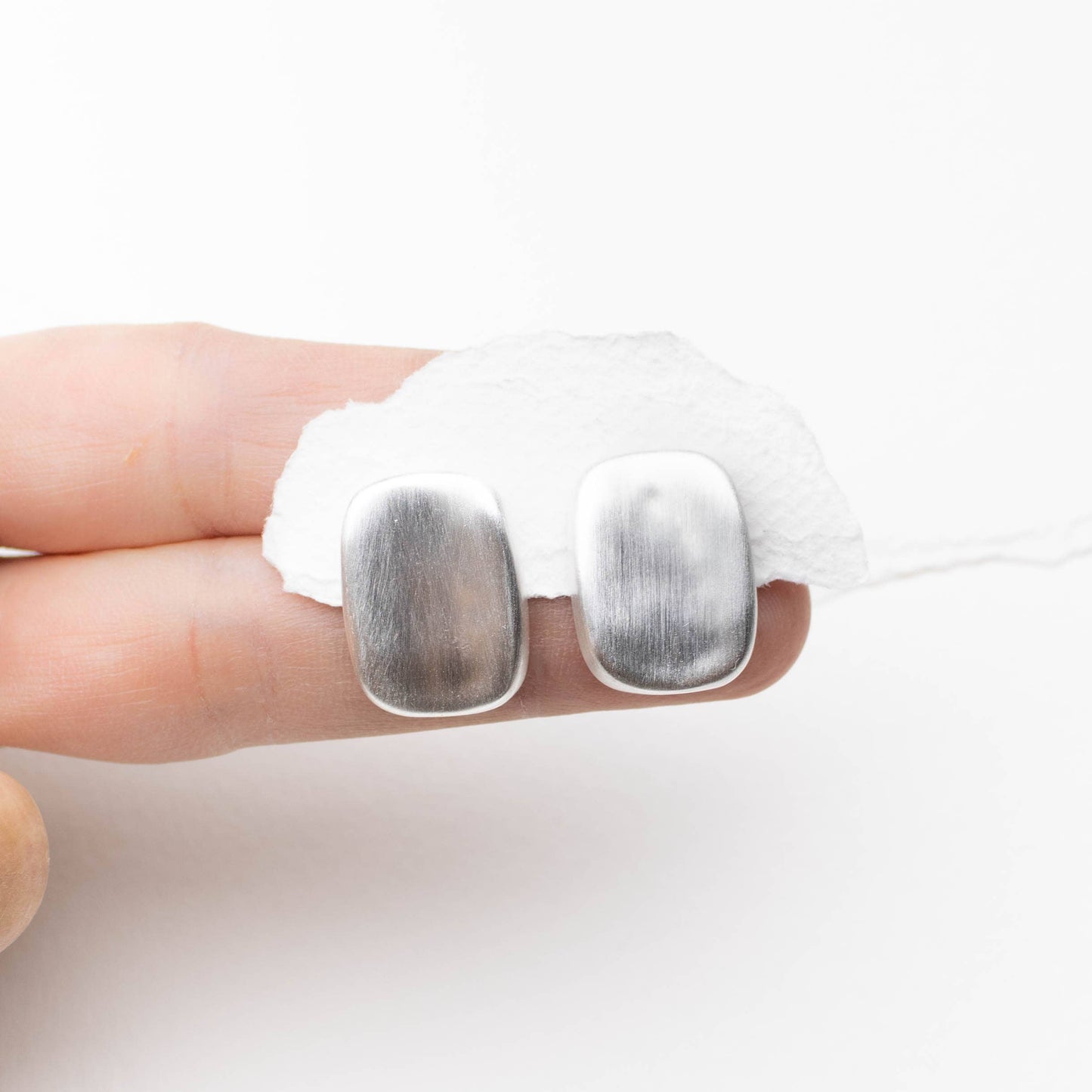 Matte Brushed Metal Stud Earrings