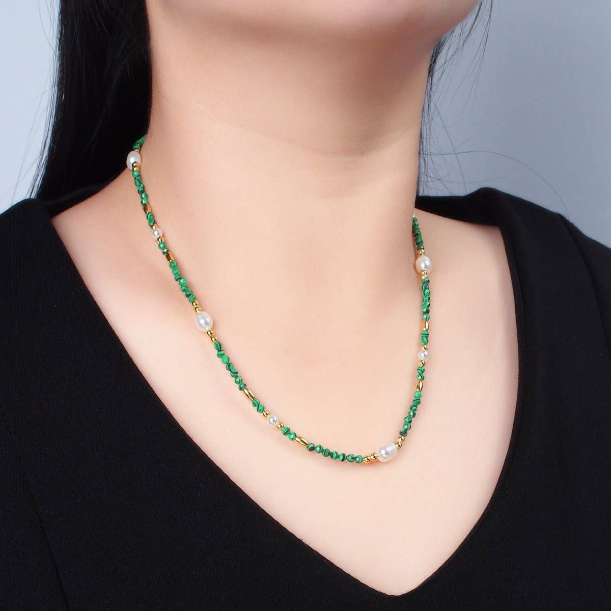 Green Malachite Beaded Necklace