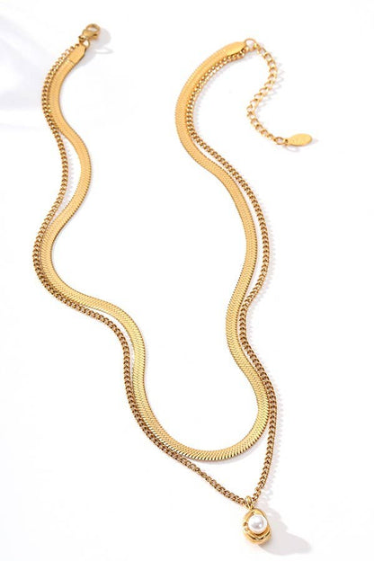 Herringbone pearl stack Necklace