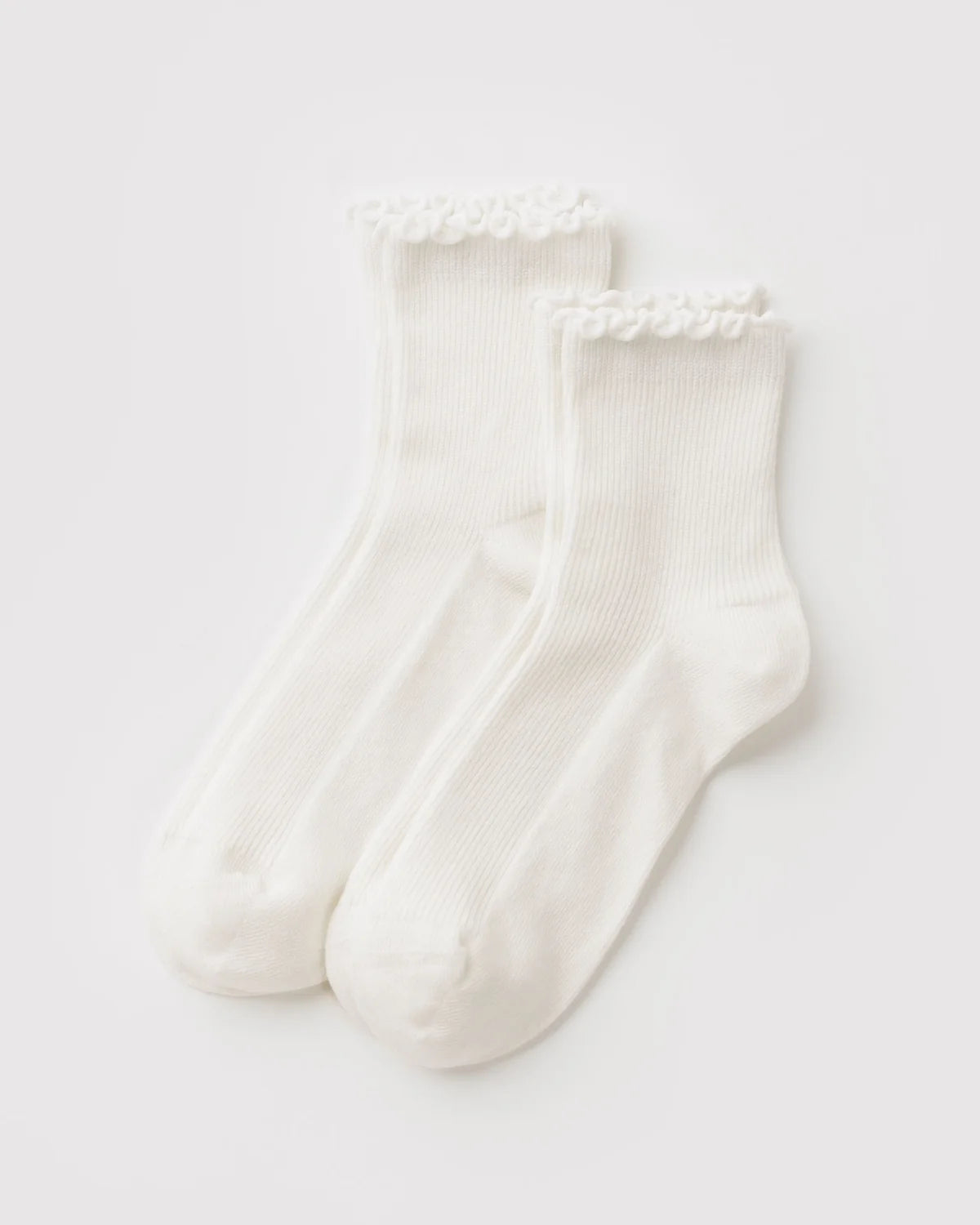 Baggu Lettuce Edge Sock | White