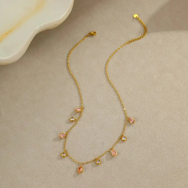 Rhinestone Multi Drop Necklace