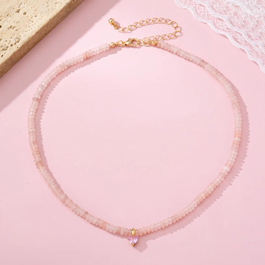 Pink Stone Beaded Necklace