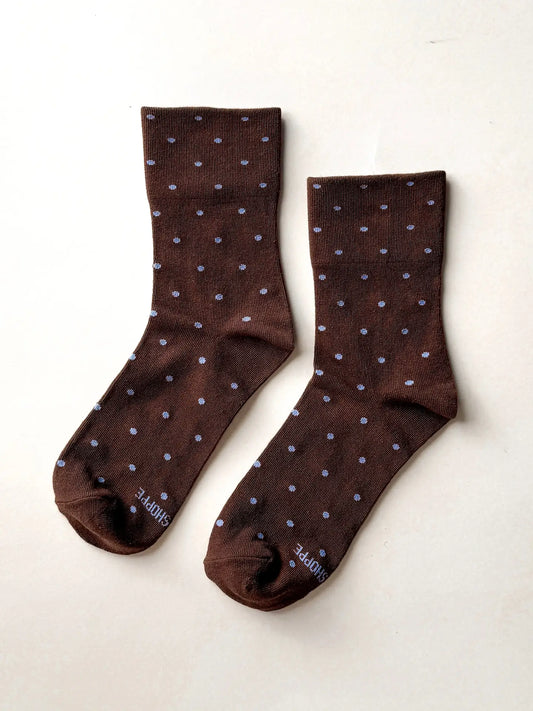 Polka Dot Sneaker Socks | Cocoa Blue