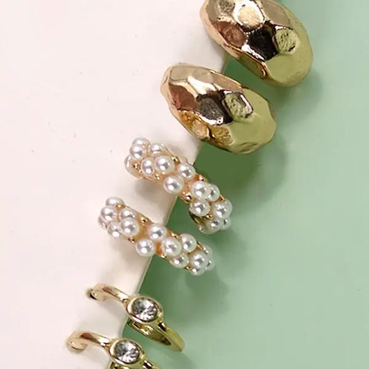 Trio Pearl Huggie Set