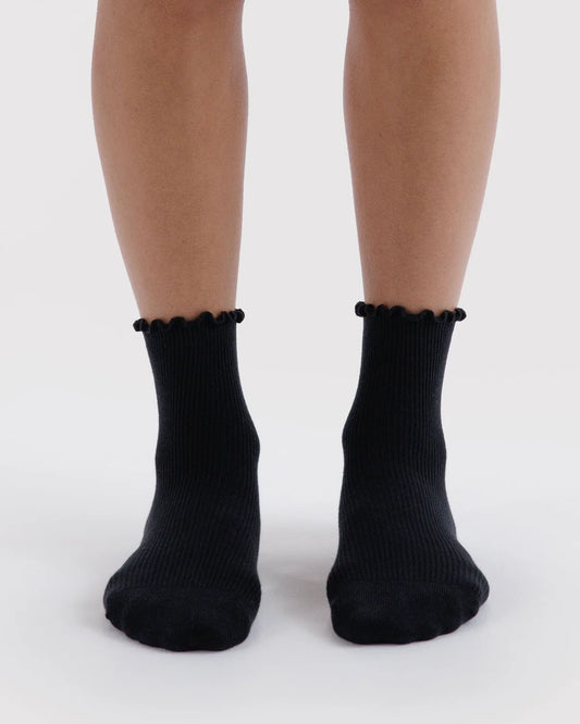 Baggu Lettuce Edge Sock | Black