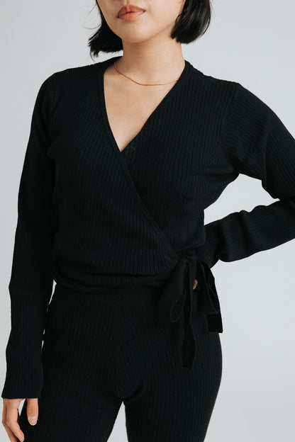 Vivian Wrap Top — Black