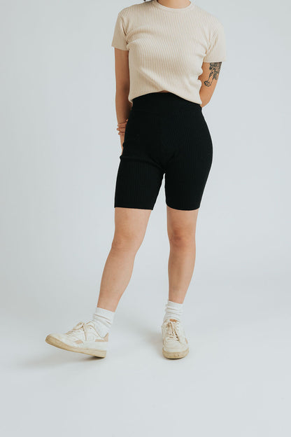 Julie Rib Knit Warm Up Short — Black