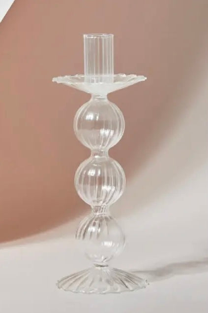 Ball Shape Glass Candlestick Holder